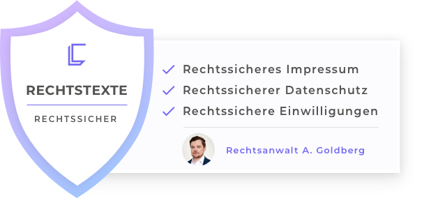 Rechtstexte-Siegel: rechtssicheres Impressum, rechtssicherer Datenschutz und rechtssichere Einwilligungen